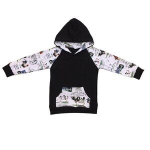 Toddler Cow Print Hoodie Sweatshirt With Farm 10/12Themed Sleeves & Pocket